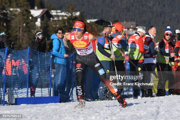 Nathalie Armbruster of Germany competes during the Women's Gundersen Large Hill HS 109/5 km at the Viesmann FIS Nordic Combined World Cup Seefeld at...