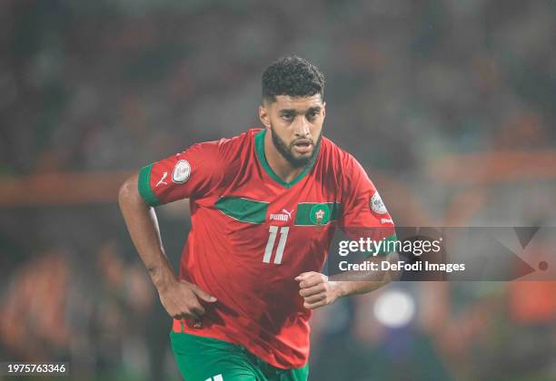 Ismael Saibari of Morocco looks on during the TotalEnergies CAF Africa Cup of Nations round of 16 match between Morocco and South Africa at Stade...