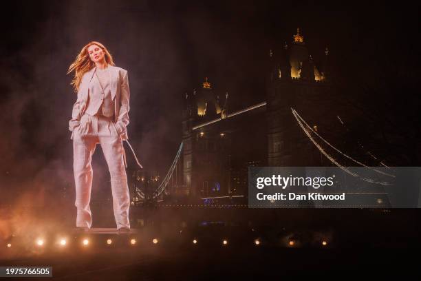 View of a Hologram of model Gisele Bündchen as she is announced as the new face of the BOSS Spring Summer 2024 collection campaign on January 31,...