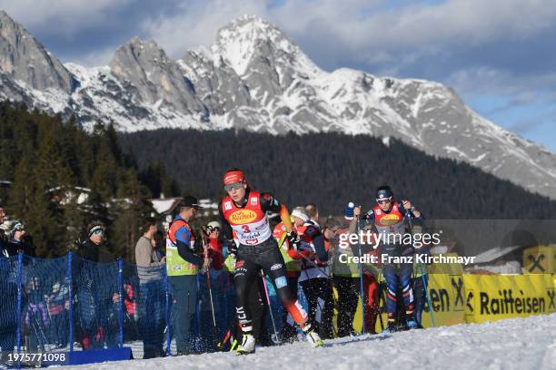 Jenny Nowak of Germany and Lena Brocard of France competes during the Women's Gundersen Large Hill HS 109/5 km at the Viesmann FIS Nordic Combined...