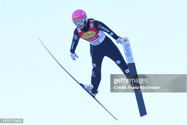 Nathalie Armbruster of Germany competes during the Women's Gundersen Large Hill HS 109/5 km at the Viesmann FIS Nordic Combined World Cup Seefeld at...