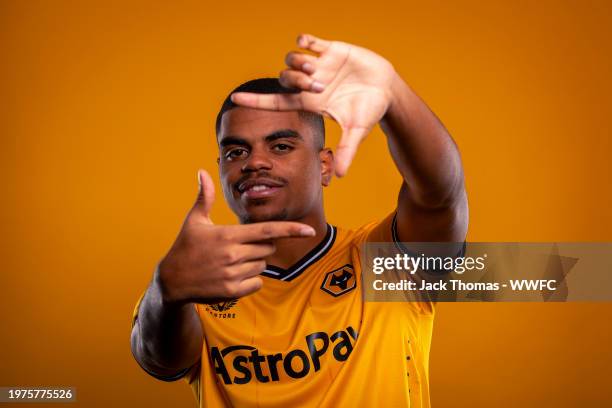 Wolverhampton Wanderers unveil new signing Noha Lemina at Molineux on January 31, 2024 in Wolverhampton, England.