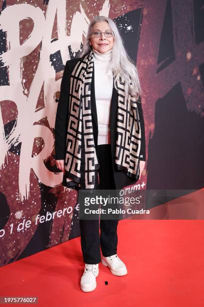 Kiti Mánver attends the Madrid premiere of the documentary "Mapa A Pandataria" at CaixaForum on January 31, 2024 in Madrid, Spain.