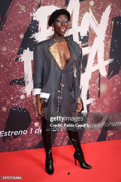 Sesinou Henriette attends the Madrid premiere of the documentary "Mapa A Pandataria" at CaixaForum on January 31, 2024 in Madrid, Spain.