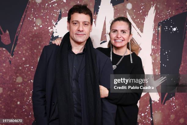 Omar Ayyashi and Sandra Garcia-Sanjuan attends the Madrid premiere of the documentary "Mapa A Pandataria" at CaixaForum on January 31, 2024 in...