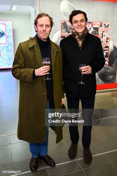 Guests attend the private view of "Barbara Kruger: Thinking of You. I Mean Me. I Mean You" at The Serpentine Gallery on January 31, 2024 in London,...