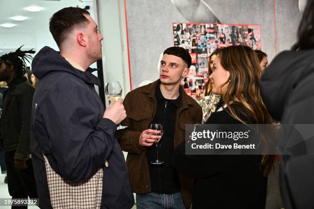 Guests attend the private view of "Barbara Kruger: Thinking of You. I Mean Me. I Mean You" at The Serpentine Gallery on January 31, 2024 in London,...