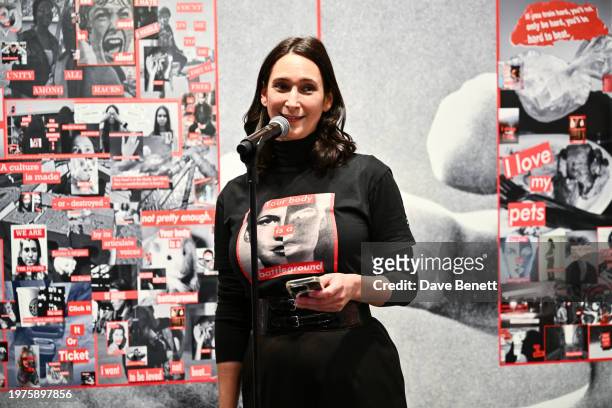 Bettina Korek attends the private view of "Barbara Kruger: Thinking of You. I Mean Me. I Mean You" at The Serpentine Gallery on January 31, 2024 in...