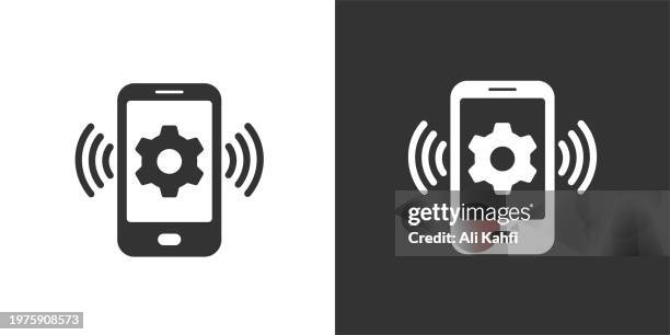 ilustrações de stock, clip art, desenhos animados e ícones de phone setting icon. solid icon that can be applied anywhere, simple, pixel perfect and modern style. - apertar o botão