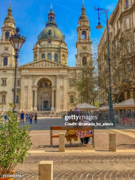 view on st. stephen's basilica - basilica of st stephen budapest stock pictures, royalty-free photos & images