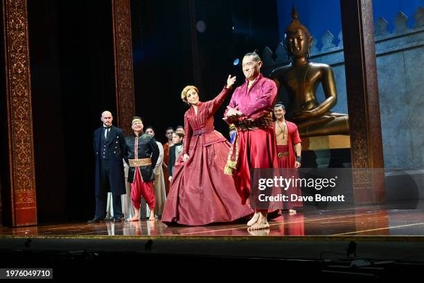 Helen George and Darren Lee bow at the curtain call during the press night performance of "The King And I" at The Dominion Theatre on January 31,...