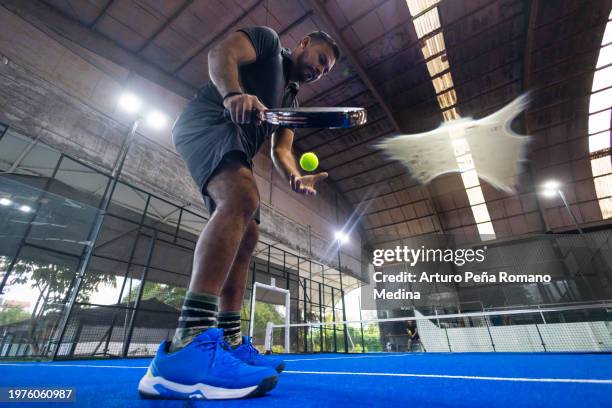 champion padel player training on the court - courtyard stock pictures, royalty-free photos & images