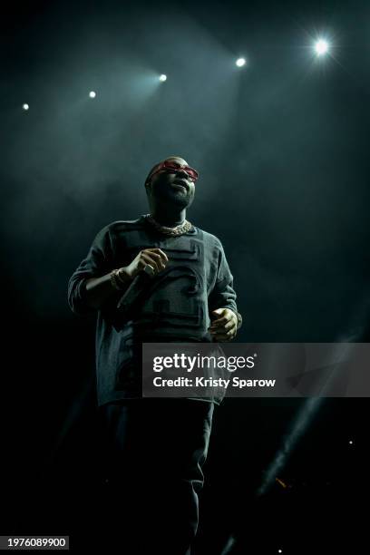 Davido performs onstage during his Timeless Tour at Accor Arena on January 31, 2024 in Paris, France.