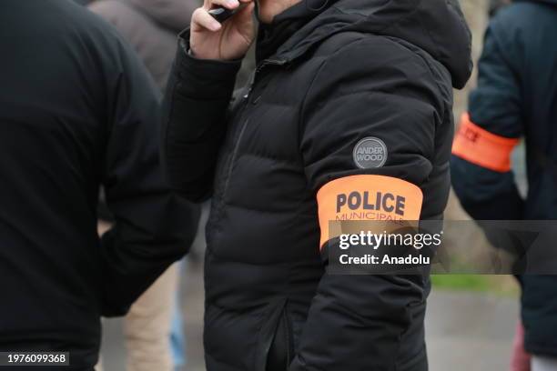 Group of French police officers hold a protest to demand better work conditions and regulation of perks and retirement pensions at Place de la...