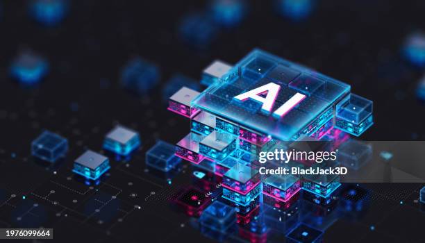 artificial intelligence processor concept. ai big data array - ai stockfoto's en -beelden