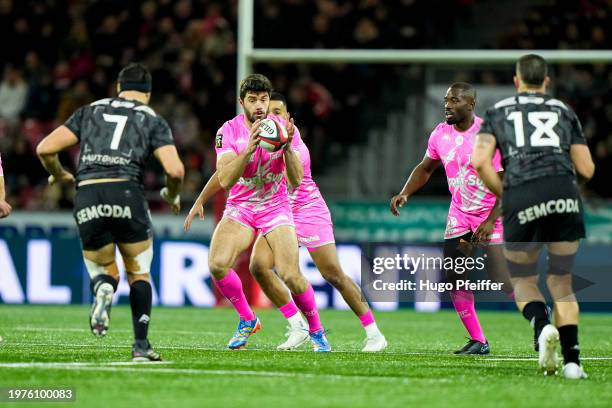 Pierre BOUDEHENT of Stade Francais during the Top 14 match between Union Sportive Oyonnax Rugby and Stade Francais Paris at Stade Charles Mathon on...