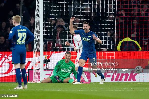 Luuk de Jong of PSV disappointed during the Dutch Eredivisie match between Ajax v PSV at the Johan Cruijff Arena on February 3, 2024 in Amsterdam...