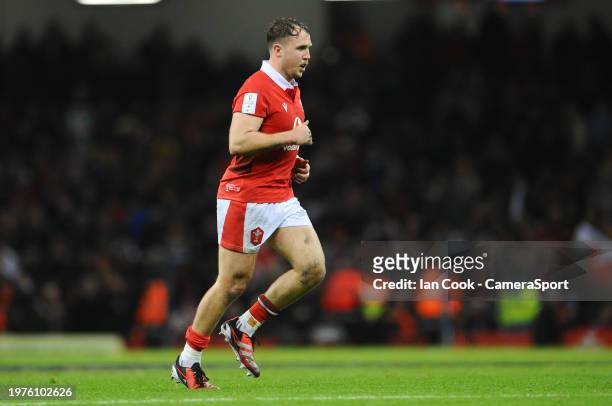 Wales Ioan Lloyd in action during the Guinness Six Nations 2024 match between Wales and Scotland at Principality Stadium on February 3, 2024 in...