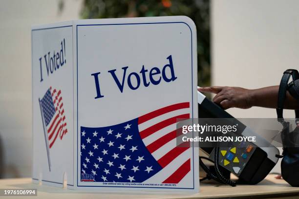 Person votes at a polling location in February 3 in West Columbia, South Carolina during the South Carolina Democratic Primary. South Carolina is the...