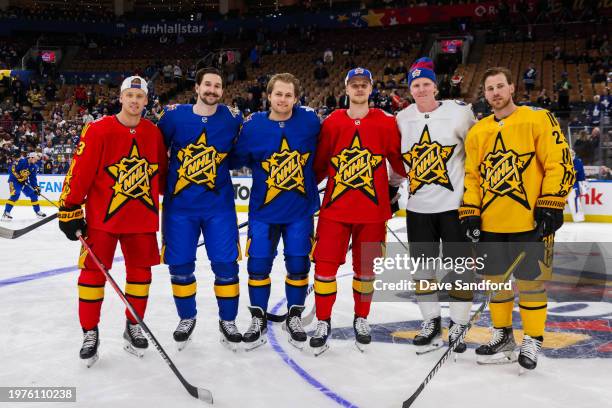 Jesper Bratt of the New Jersey Devils, Filip Forsberg of the Nashville Predators, William Nylander of the Toronto Maple Leafs, Elias Pettersson of...