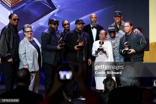 Ren, Ice Cube, Kathie Wright, Lil Eazy E, and DJ Yella at The Recording Academy's Special Merit Awards held at the Wilshire Ebell Theater on February...