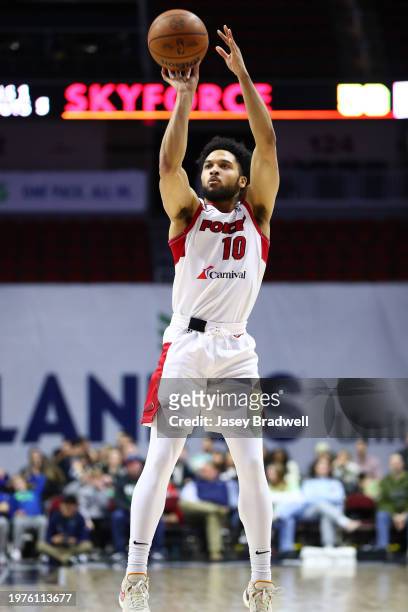 Caleb Daniels of the Sioux Falls Skyforce shoots the ball against the Iowa Wolves during an NBA G-League game on February 3, 2024 at the Wells Fargo...