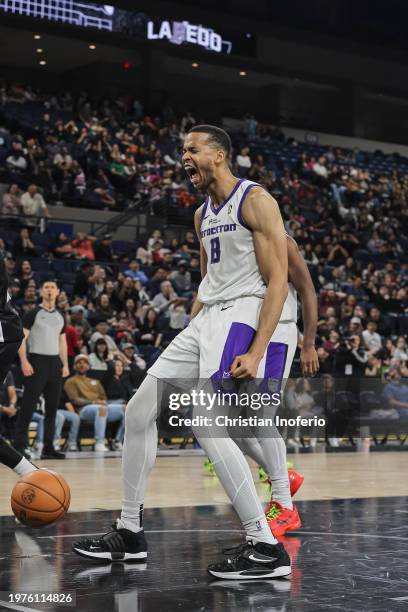 Skal Labissiere of the Stockton Kings celebrates during the game against the Austin Spurs on February 3, 2024 at the Sames Auto Arena in Laredo,...