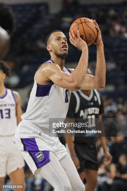 Skal Labissiere of the Stockton Kings shoots a free throw during the game against the Austin Spurs on February 3, 2024 at the Sames Auto Arena in...