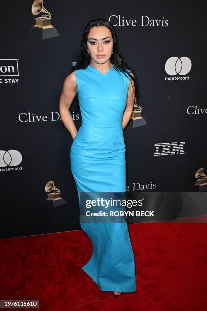 British singer Charli XCX arrives for the Recording Academy and Clive Davis' Salute To Industry Icons pre-Grammy gala at the Beverly Hilton hotel in...