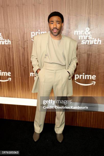 Donald Glover attends Amazon Prime's "Mr. & Mrs. Smith" New York Premiere at The Weylin on January 31, 2024 in Brooklyn, New York.