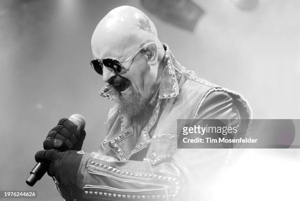 Rob Halford of Judas Priest performs at Sleep Train Pavilion on July 31, 2009 in Concord, California.