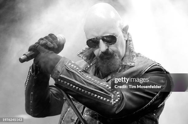 Rob Halford of Judas Priest performs at Sleep Train Pavilion on July 31, 2009 in Concord, California.