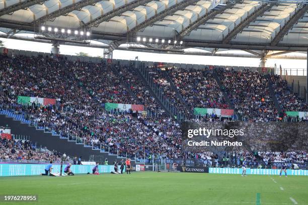 General view is being taken inside the Stadio Olimpico during the first match of the Guinness Six Nations tournament between Italy and England in...