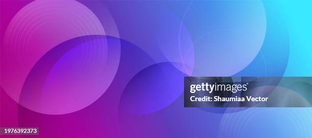 modern abstract blue, pink and purple gradient circle line on dark black background design - eclipse stock illustrations