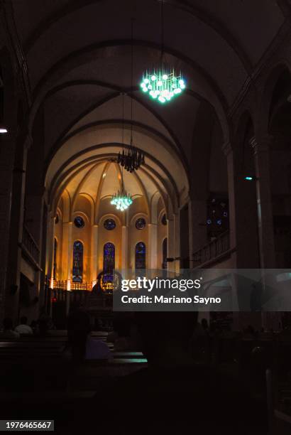 baguio cathedral interior in dramatic lights. - diocese stock pictures, royalty-free photos & images