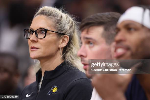 Assistant coach Jenny Boucek of the Indiana Pacers during the first half of the NBA game at Footprint Center on January 21, 2024 in Phoenix, Arizona....