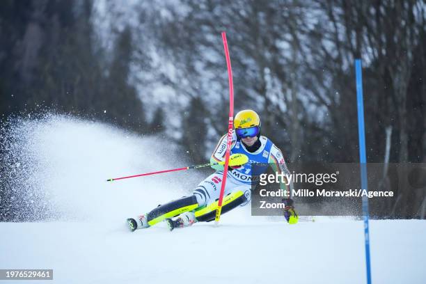 Sebastian Holzmann of Team Germany in action during the Audi FIS Alpine Ski World Cup Men's Slalom on February 4, 2024 in Chamonix, France.