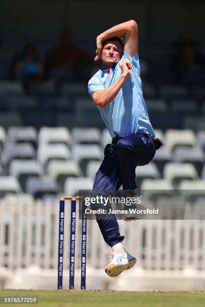 Jackson Bird of New South Wales bowling his paceduring the Marsh One Day Cup match between Western Australia and New South Wales at WACA, on February...