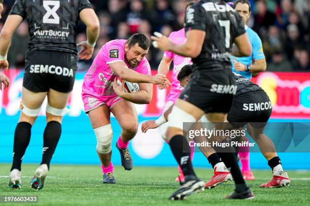 Mickael IVALDI of Stade Francais during the Top 14 match between Union Sportive Oyonnax Rugby and Stade Francais Paris at Stade Charles Mathon on...