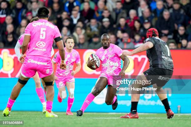 Lester ETIEN of Stade Francais during the Top 14 match between Union Sportive Oyonnax Rugby and Stade Francais Paris at Stade Charles Mathon on...