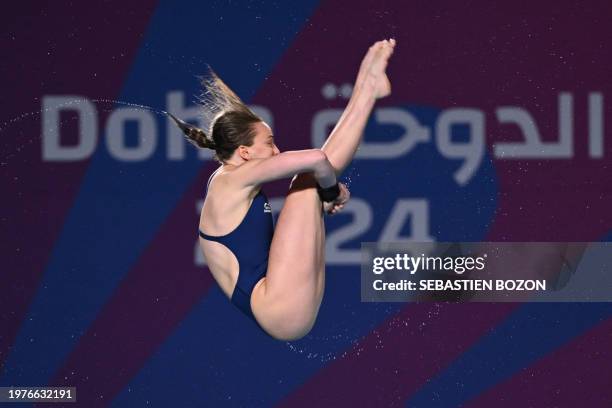 Britain's Lois Toulson competes in the preliminary round of the women's 10m platform diving event during the 2024 World Aquatics Championships at...