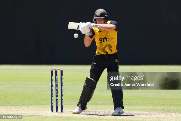 Cameron Bancroft of Western Australia plays a cut sho during the Marsh One Day Cup match between Western Australia and New South Wales at WACA, on...