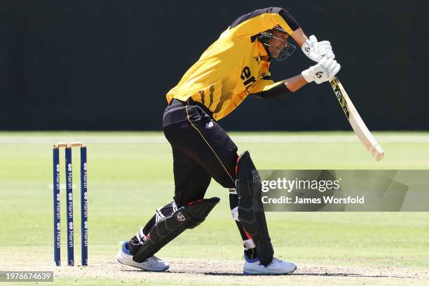 Ashton Agar of Western Australia plays his sho during the Marsh One Day Cup match between Western Australia and New South Wales at WACA, on February...