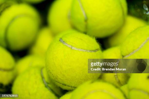 Limerick , Ireland - 4 February 2024; A general view of tennis balls during day two of the Davis Cup World Group I Play-off 1st Round match between...