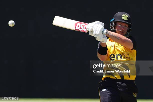 Arcy Short of Western Australia plays a hook shot during the Marsh One Day Cup match between Western Australia and New South Wales at WACA, on...