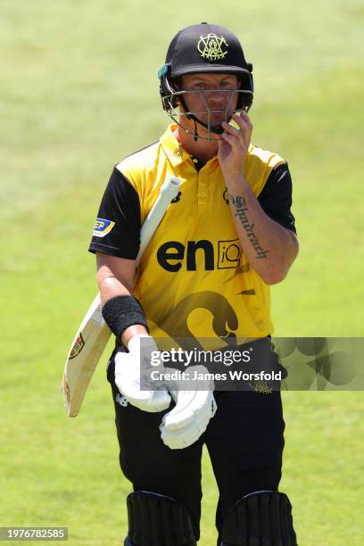 Arcy Short of Western Australia walks off the ground after getting out during the Marsh One Day Cup match between Western Australia and New South...