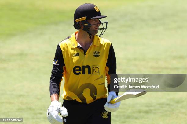 Andrew Tye of Western Australia walks off the ground after getting out during the Marsh One Day Cup match between Western Australia and New South...