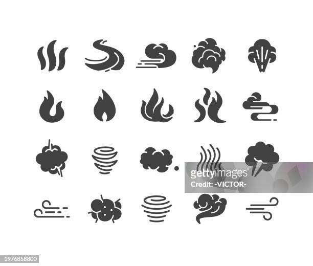 smoke and steam icons - classic series - fumes cooking stock illustrations