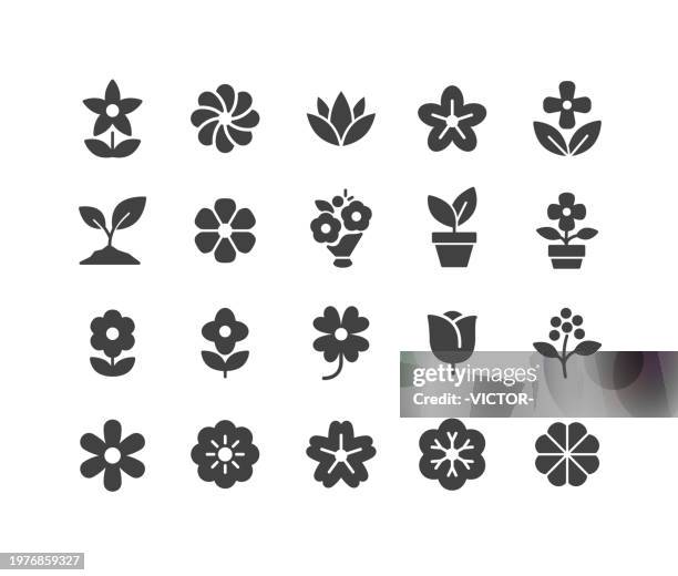 flower icons - classic series - tulip stock illustrations
