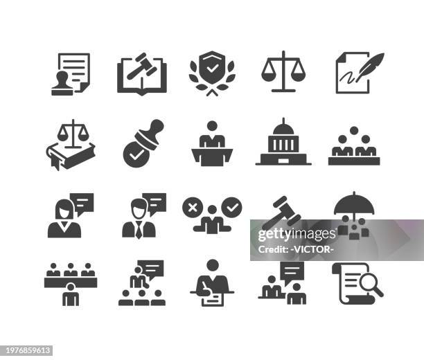 stockillustraties, clipart, cartoons en iconen met court icons - classic series - oordeel juridische procedure